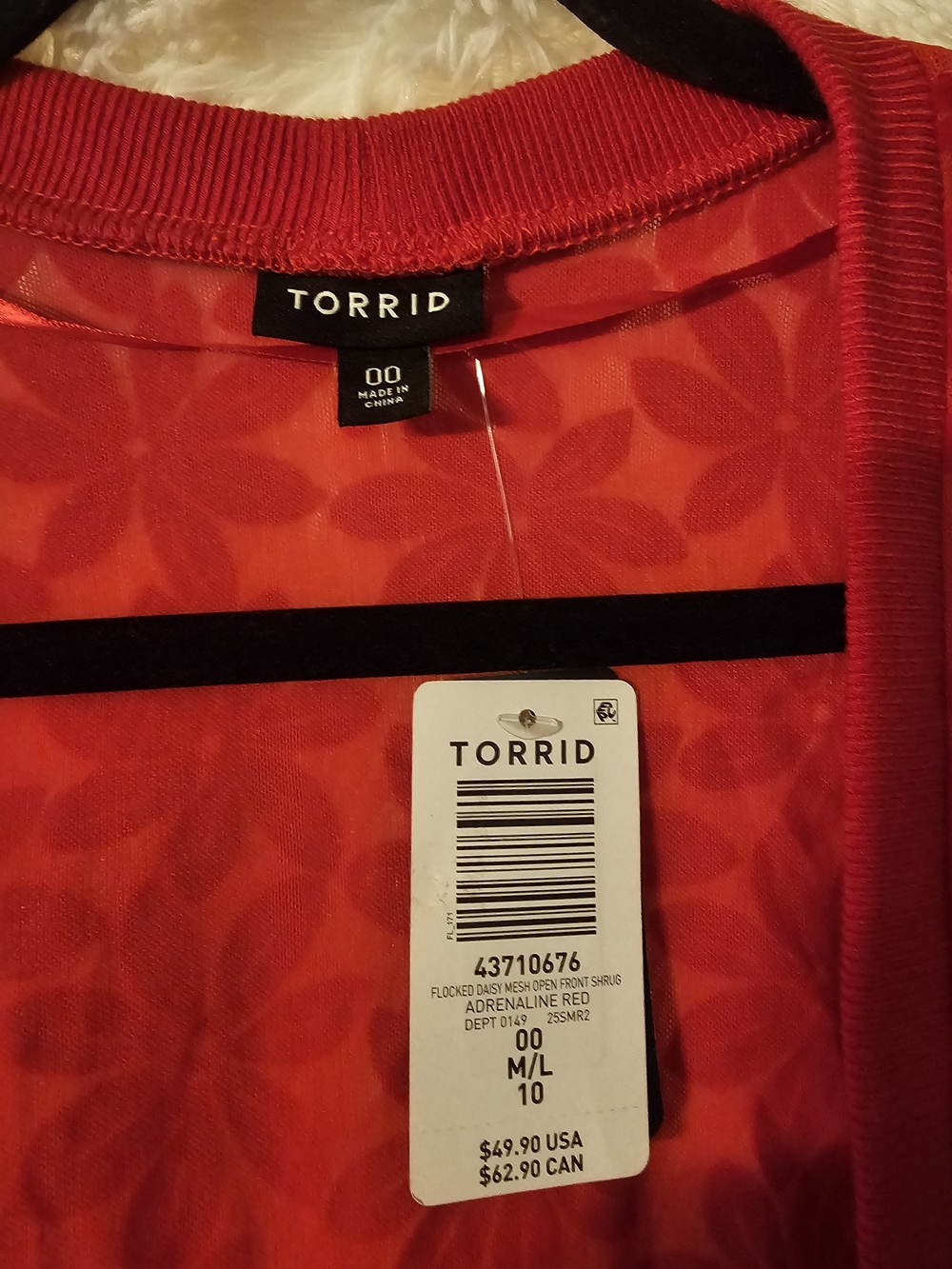 torrid Red Floral Jacquard Open-Front Cropped Cardigan - Picture 4 of 4